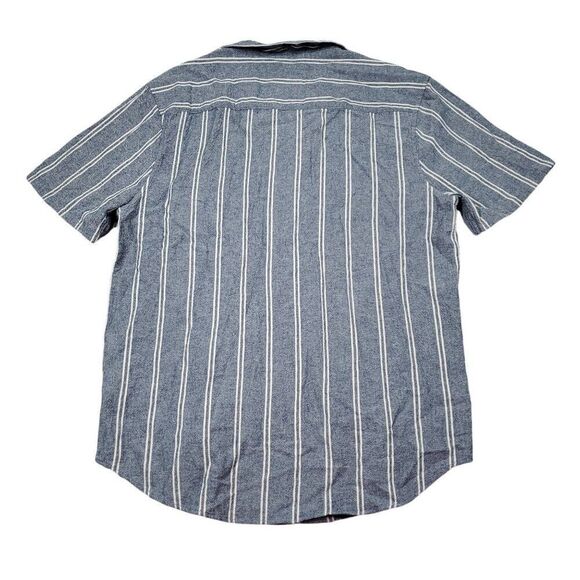 Madewell Easy Fit Crinkle Cotton Short Sleeve Shirt Small Striped Gray Men's - Picture 3 of 8
